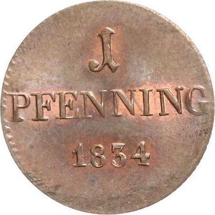 Reverse 1 Pfennig 1834 - Coin Value - Bavaria, Ludwig I