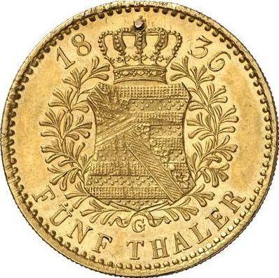 Revers 5 Taler 1836 G - Goldmünze Wert - Sachsen-Albertinische, Anton