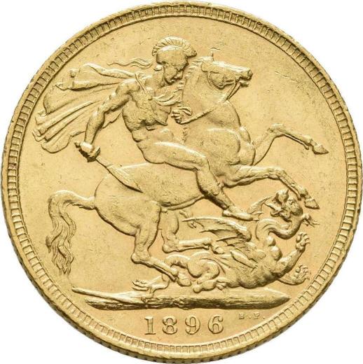 Реверс монеты - Соверен 1896 года S "Вуаль на голове" - цена золотой монеты - Австралия, Виктория