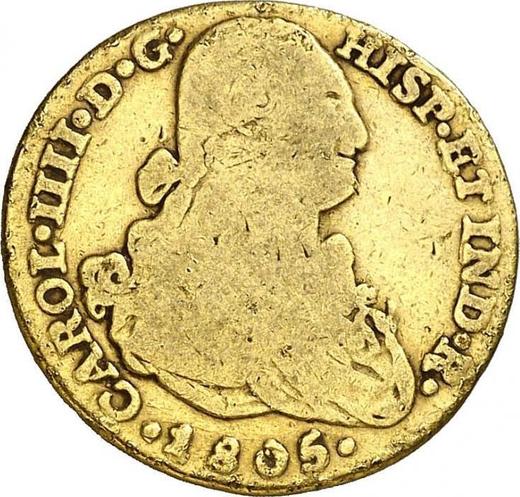 Obverse 2 Escudos 1805 NR JJ - Gold Coin Value - Colombia, Charles IV