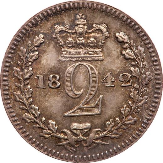 Реверс монеты - 2 пенса 1842 года - цена серебряной монеты - Великобритания, Виктория