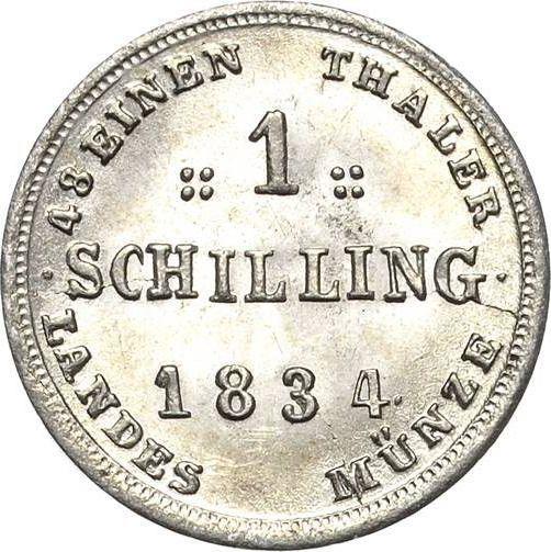 Reverse Shilling 1834 - Silver Coin Value - Mecklenburg-Schwerin, Frederick Francis I