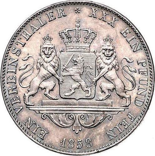 Revers Taler 1858 - Silbermünze Wert - Hessen-Darmstadt, Ludwig III