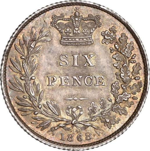 Rewers monety - 6 pensow 1868 - cena srebrnej monety - Wielka Brytania, Wiktoria