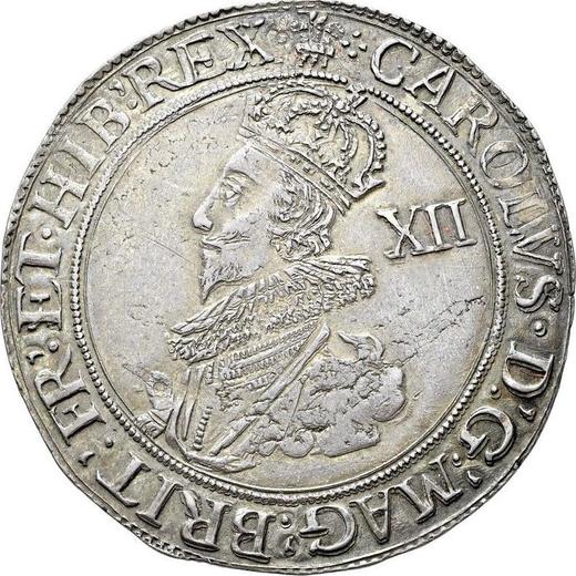 Obverse Shilling no date (1625-1642) "Third draped bust" Plume above the shield - Silver Coin Value - United Kingdom, Charles I