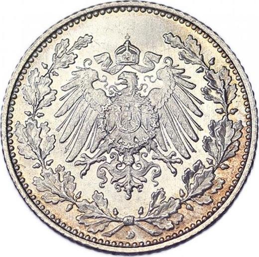 Реверс монеты - 1/2 марки 1905 года D "Тип 1905-1919" - цена серебряной монеты - Германия, Германская Империя