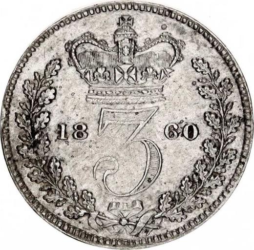 Reverso 3 peniques 1860 - valor de la moneda de plata - Gran Bretaña, Victoria