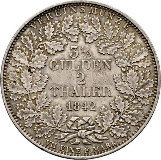 Reverso 2 táleros 1842 - valor de la moneda de plata - Hohenzollern-Sigmaringen, Carlos