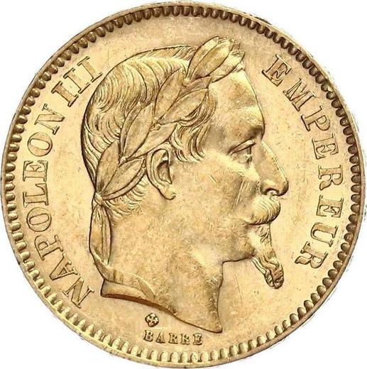 Anverso 20 francos 1865 BB "Tipo 1861-1870" - valor de la moneda de oro - Francia, Napoleón III Bonaparte