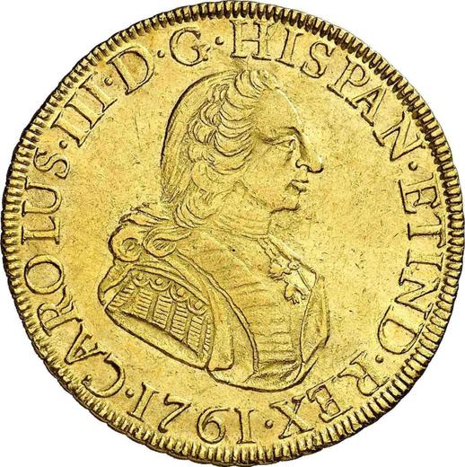 Obverse 8 Escudos 1761 LM JM - Gold Coin Value - Peru, Charles III