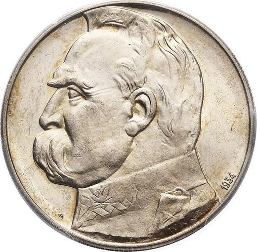 Rewers monety - Próba 10 złotych 1934 "Józef Piłsudski" Srebro Bez napisu PRÓBA - cena srebrnej monety - Polska, II Rzeczpospolita