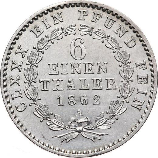 Revers 1/6 Taler 1862 A - Silbermünze Wert - Anhalt-Bernburg, Alexander Carl