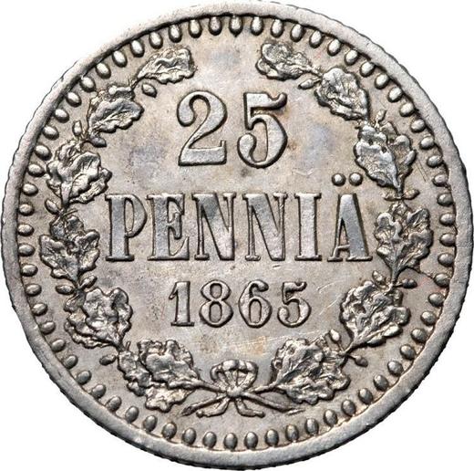 Reverse 25 Pennia 1865 S - Silver Coin Value - Finland, Grand Duchy