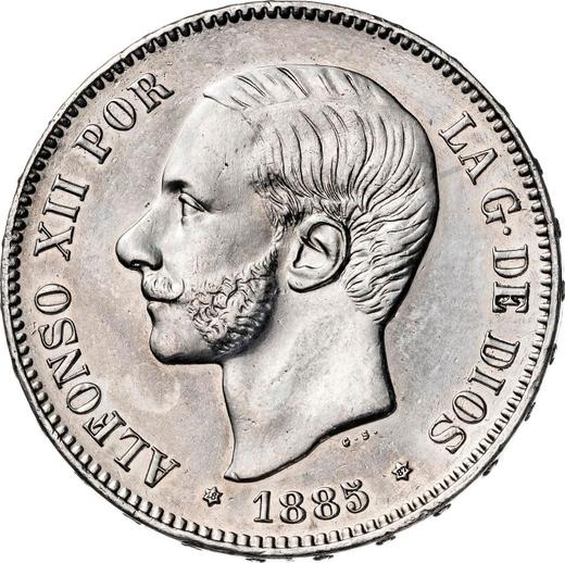 Avers 5 Pesetas 1885 MSM - Silbermünze Wert - Spanien, Alfons XII