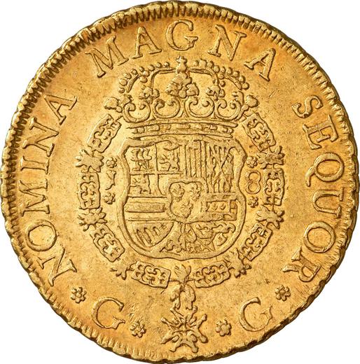 Reverse 8 Escudos 1755 G J - Gold Coin Value - Guatemala, Ferdinand VI