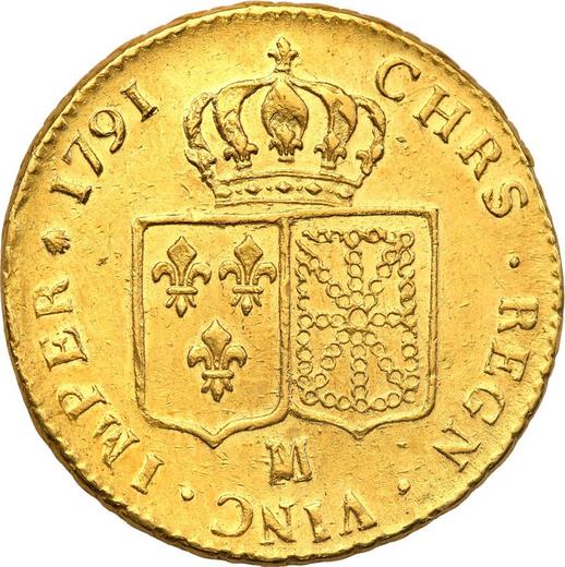 Reverse Double Louis d'Or 1791 M - Gold Coin Value - France, Louis XVI