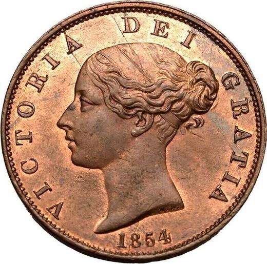 Аверс монеты - 1/2 пенни 1854 года WW - цена  монеты - Великобритания, Виктория