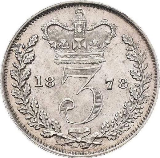 Reverse Threepence 1878 - Silver Coin Value - United Kingdom, Victoria