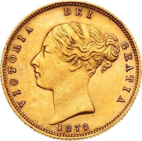 Avers 1/2 Sovereign 1877 M "Wappen" - Goldmünze Wert - Australien, Victoria