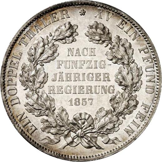 Reverse 2 Thaler 1857 B "50 years of the reign of George William" - Silver Coin Value - Schaumburg-Lippe, George William
