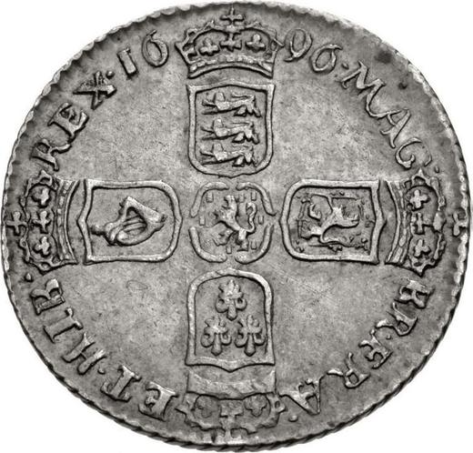 Reverse Sixpence 1696 C "First laureated bust" Early harp - Silver Coin Value - United Kingdom, William III