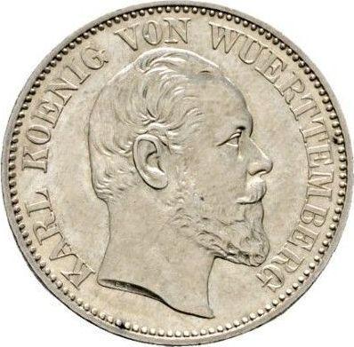 Anverso Medio florín 1868 - valor de la moneda de plata - Wurtemberg, Carlos I
