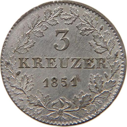 Reverse 3 Kreuzer 1851 - Silver Coin Value - Frankfurt am Main, Free City