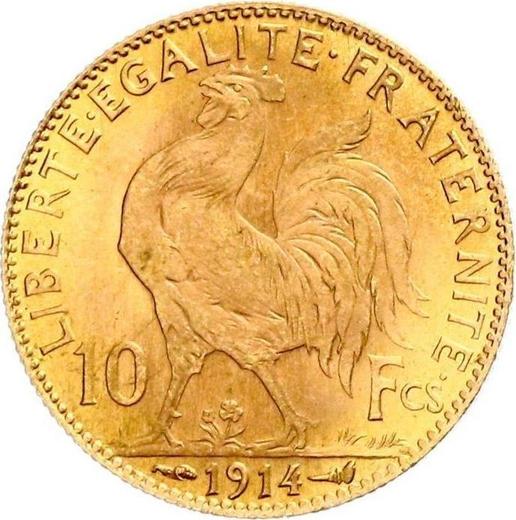 Reverso 10 francos 1914 "Tipo 1899-1914" - valor de la moneda de oro - Francia, Tercera República