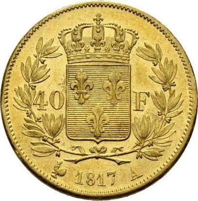 Reverse 40 Francs 1817 A "Type 1816-1824" - Gold Coin Value - France, Louis XVIII