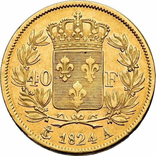 Reverse 40 Francs 1824 A "Type 1824-1830" - Gold Coin Value - France, Charles X
