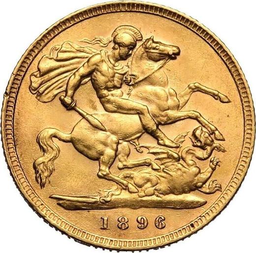 Reverso 1/2 soberano 1896 TB "San Jorge" - valor de la moneda de oro - Gran Bretaña, Victoria