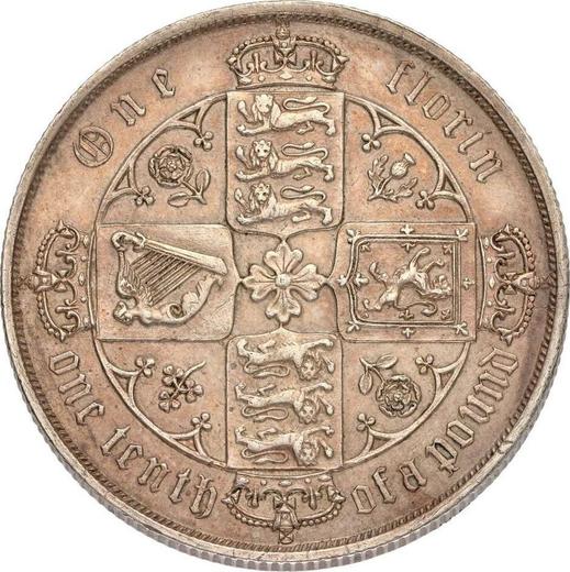 Reverse Florin 1885 "Gothic" - Silver Coin Value - United Kingdom, Victoria
