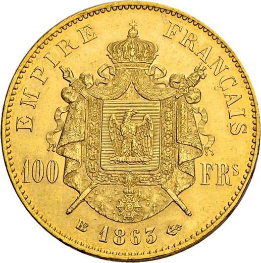 Revers 100 Francs 1863 BB "Typ 1862-1870" - Goldmünze Wert - Frankreich, Napoleon III