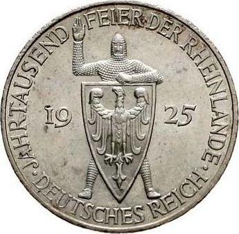 Obverse 5 Reichsmark 1925 G "Rhineland" - Silver Coin Value - Germany, Weimar Republic