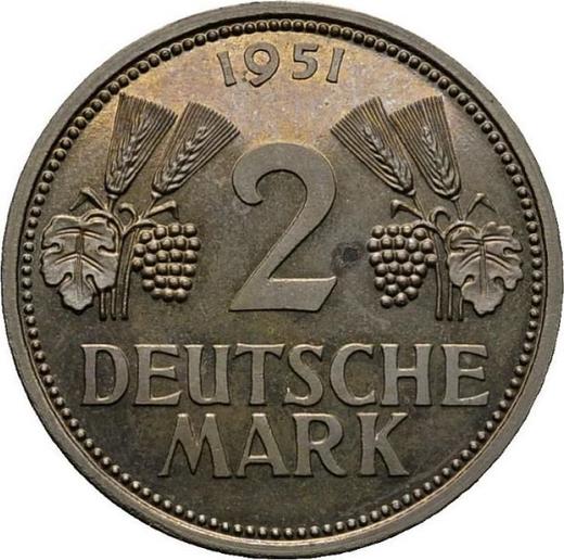 Avers 2 Mark 1951 Glatter Rand - Münze Wert - Deutschland, BRD