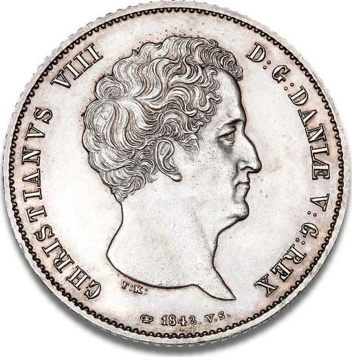 Аверс монеты - 30 шиллингов 1843 года VS - цена серебряной монеты - Шлезвиг-Гольштейн, Кристиан VIII