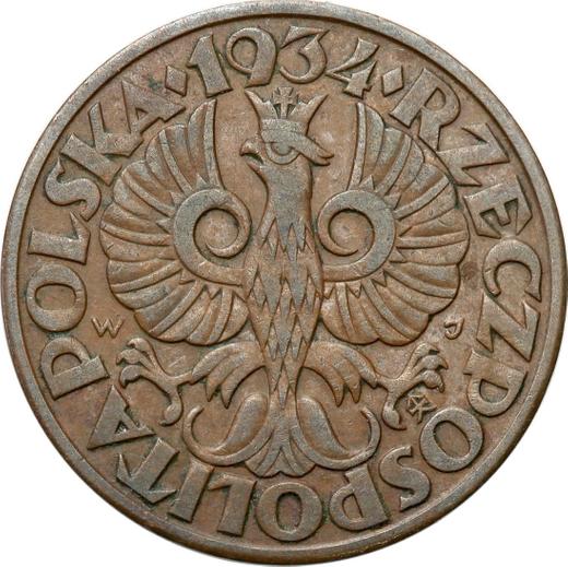 Obverse 5 Groszy 1934 WJ -  Coin Value - Poland, II Republic