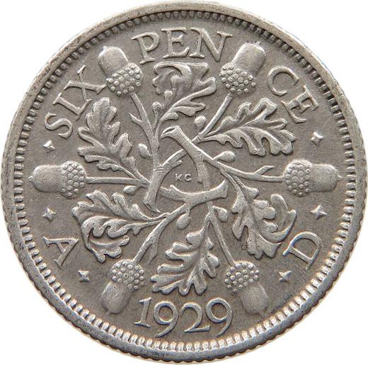 Reverse Sixpence 1929 - Silver Coin Value - United Kingdom, George V