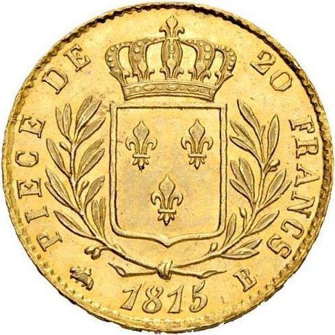 Reverse 20 Francs 1815 B "Type 1814-1815" - Gold Coin Value - France, Louis XVIII