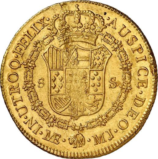 Reverse 8 Escudos 1777 MJ - Gold Coin Value - Peru, Charles III