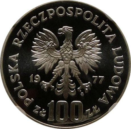 Awers monety - Próba 100 złotych 1977 MW "Władysław Reymont" Srebro - cena srebrnej monety - Polska, PRL