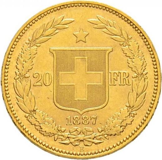 Reverse 20 Francs 1887 B - Gold Coin Value - Switzerland, Confederation