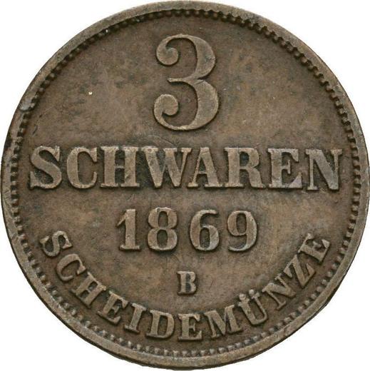 Reverse 3 Schwaren 1869 B -  Coin Value - Oldenburg, Nikolaus Frederick Peter