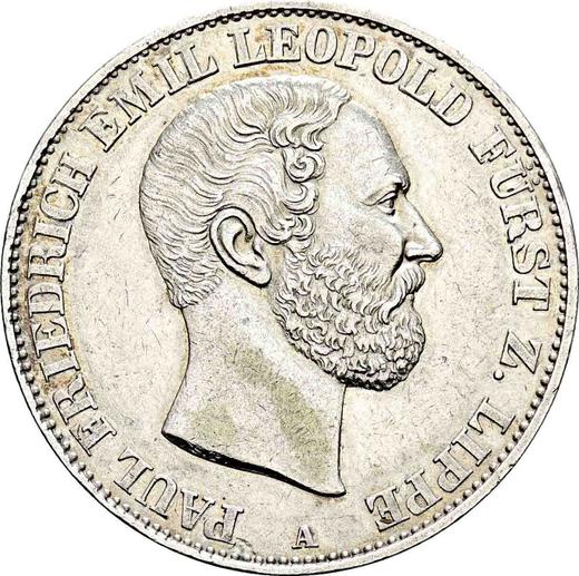 Аверс монеты - Талер 1866 года A - цена серебряной монеты - Липпе, Пауль Фридрих Эмиль Леопольд III