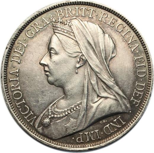 Аверс монеты - 1 крона 1893 года TB Гурт "LVI" - цена серебряной монеты - Великобритания, Виктория