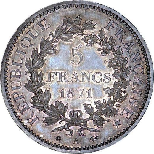 Reverse 5 Francs 1871 A "Hercules" Bee - Silver Coin Value - France, Third Republic