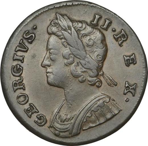 Avers 1/2 Penny 1738 "Porträt in jungen Jahren" - Münze Wert - Großbritannien, Georg II