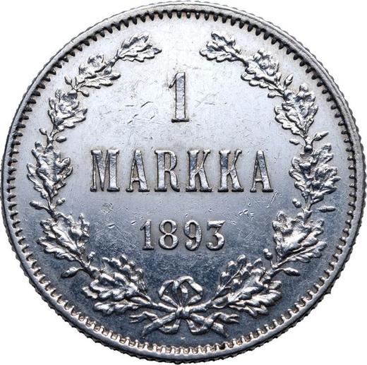 Reverse 1 Mark 1893 L - Silver Coin Value - Finland, Grand Duchy