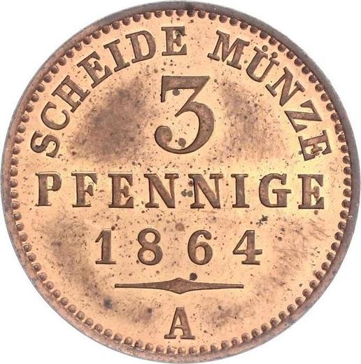 Revers 3 Pfennige 1864 A - Münze Wert - Reuß-Greiz, Heinrich XXII