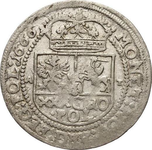 Rewers monety - Złotówka (30 groszy) 1666 AT - cena srebrnej monety - Polska, Jan II Kazimierz